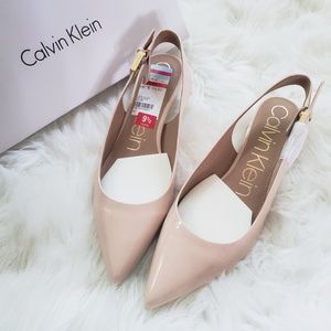 {NWT} calvin klein luka patent slingback pumps